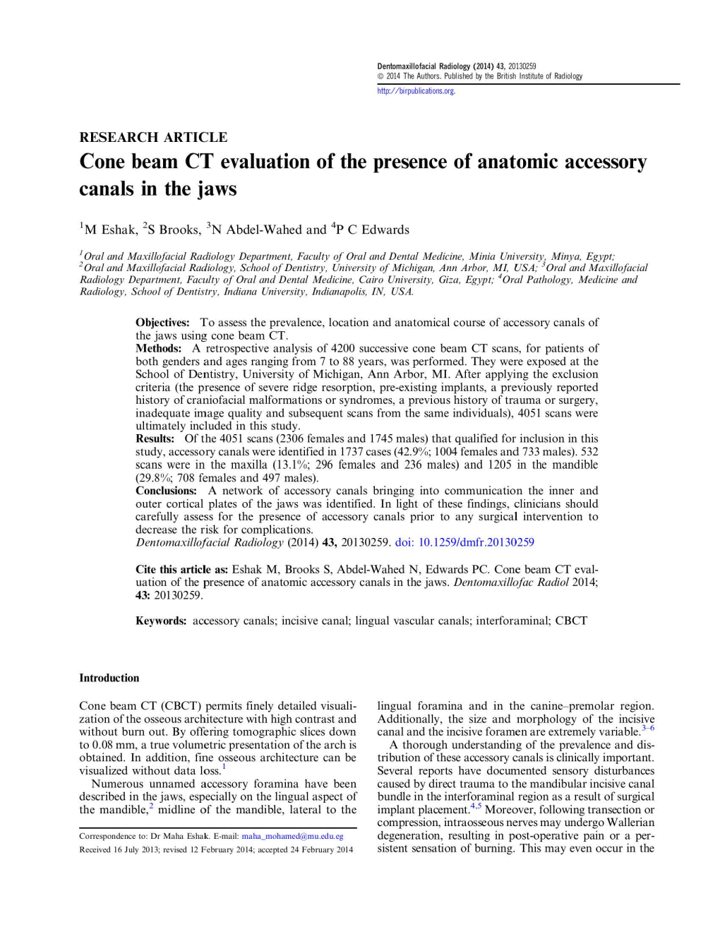 Cone Beam CT Evaluation of the Presence of Anatomic Accessory Canals in the Jaws