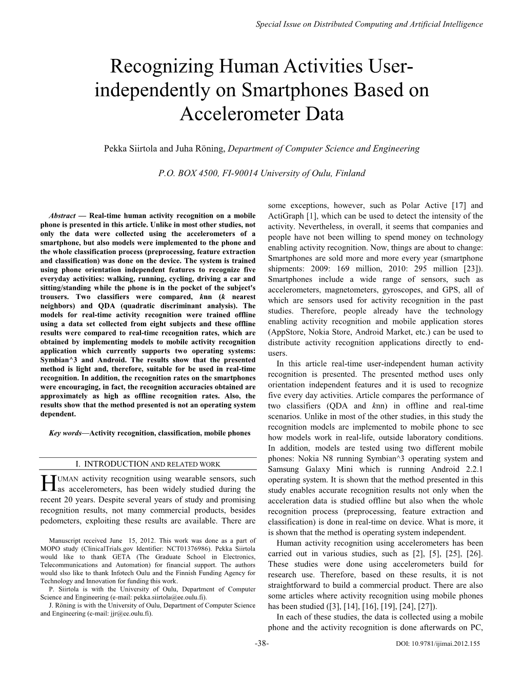 Independently on Smartphones Based on Accelerometer Data