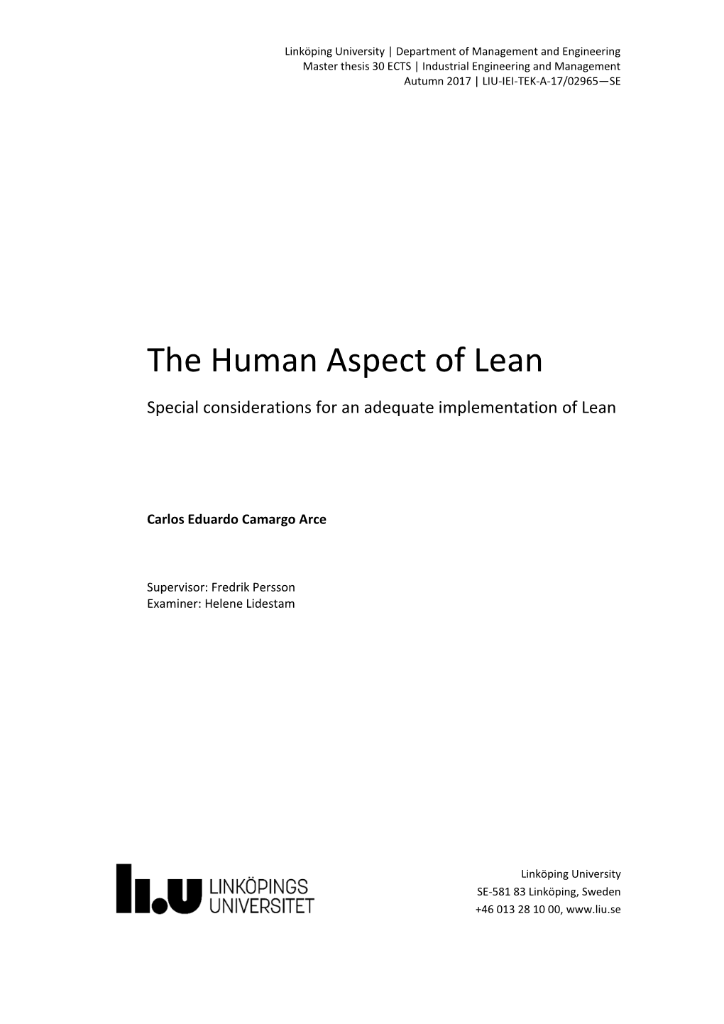 The Human Aspect of Lean