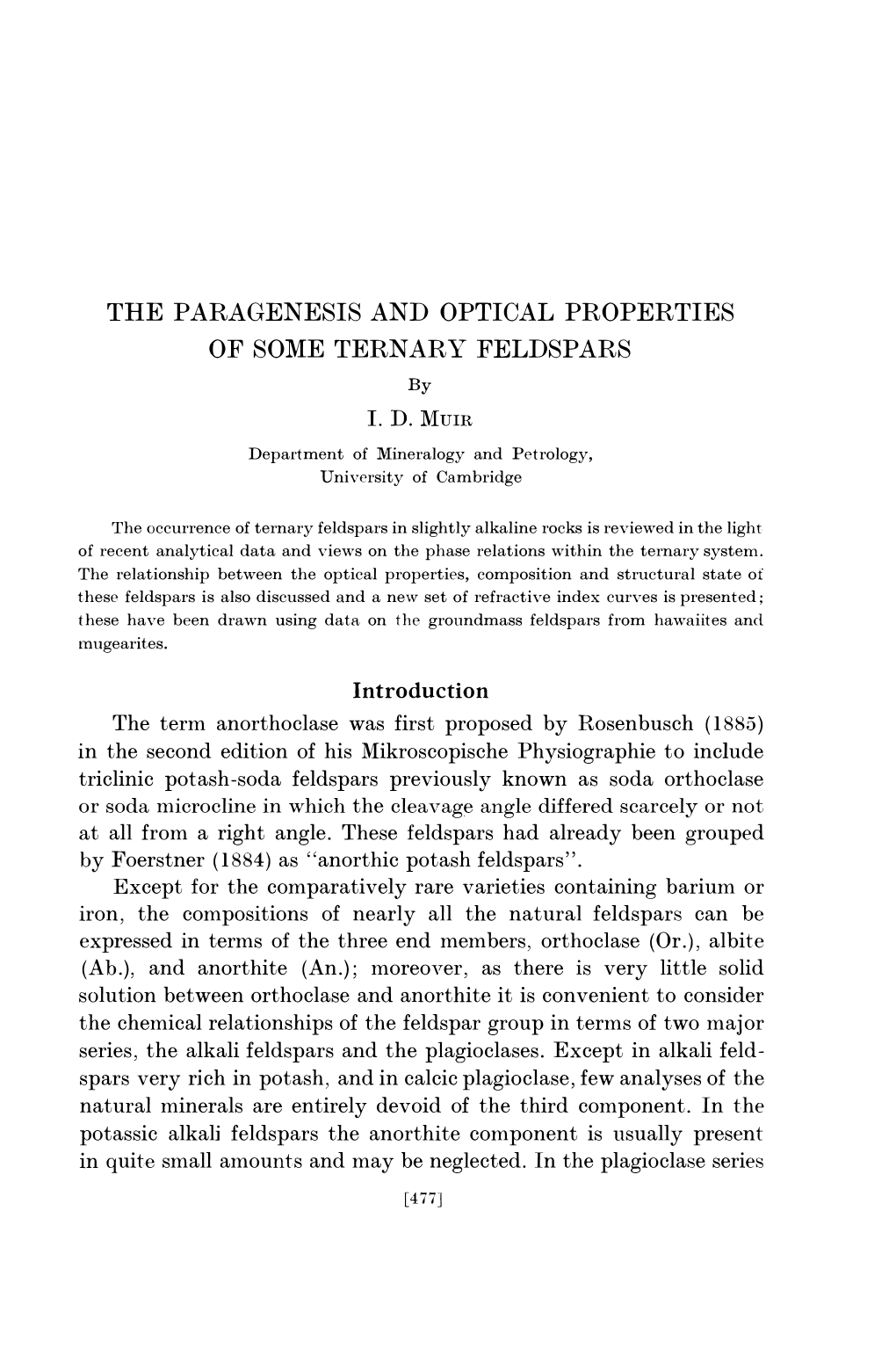 The Term Anorthoclase Was First Proposed By