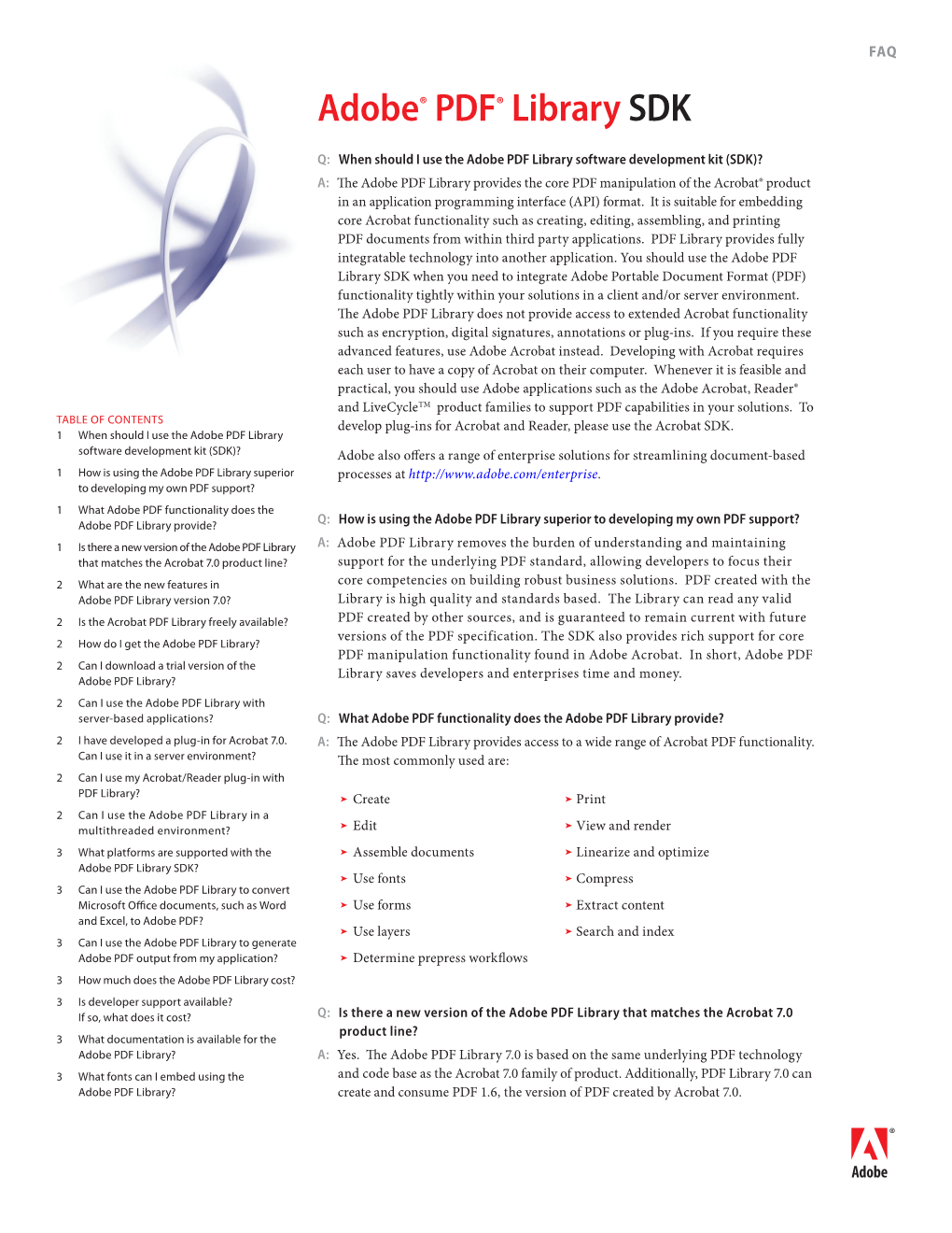 Adobe PDF Library SDK FAQ.Indd