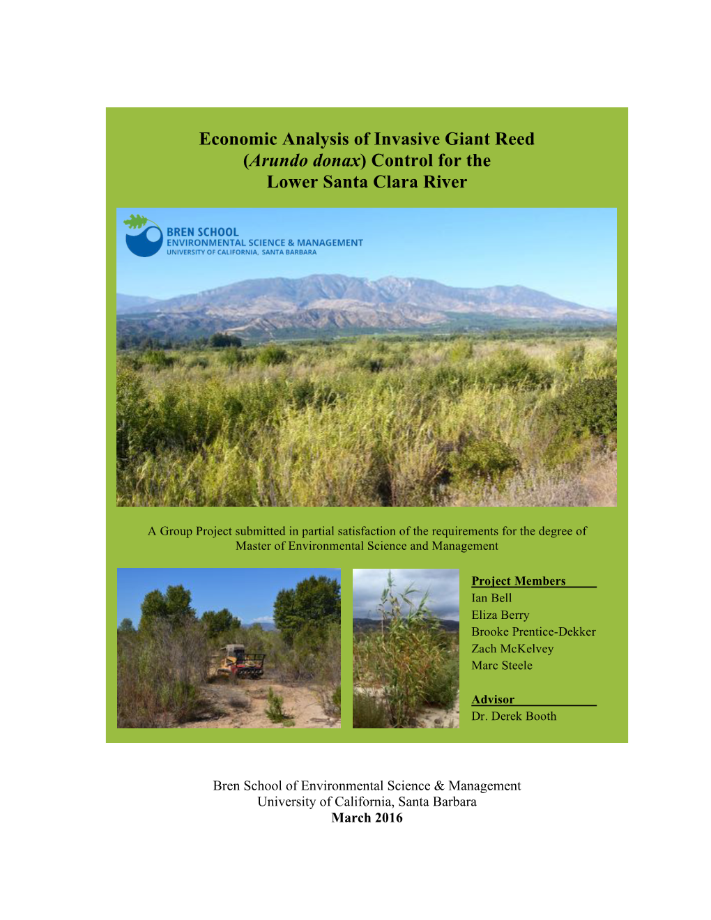 (Arundo Donax) Control for the Lower Santa Clara River