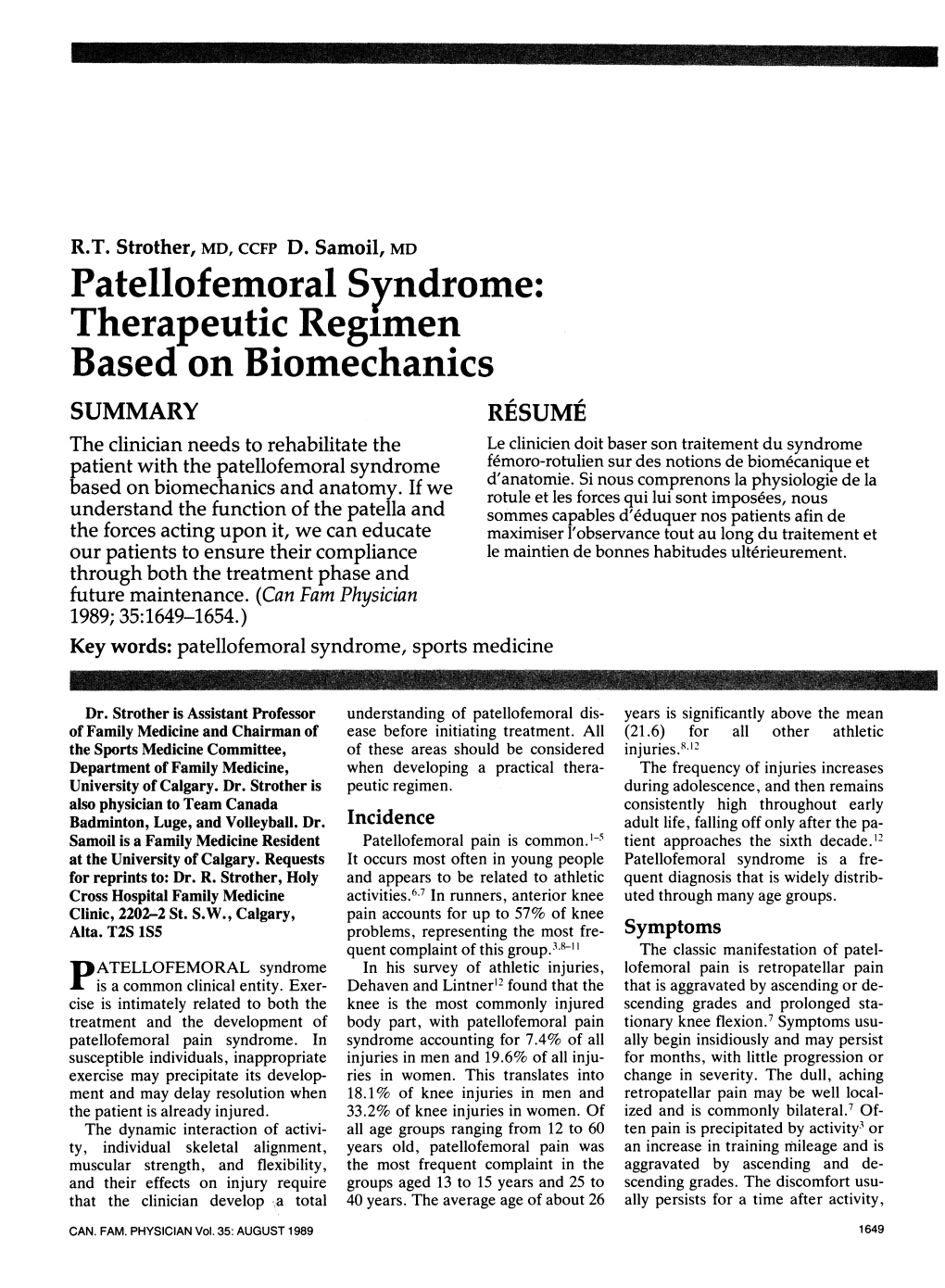 Patellofemoral Syndrome