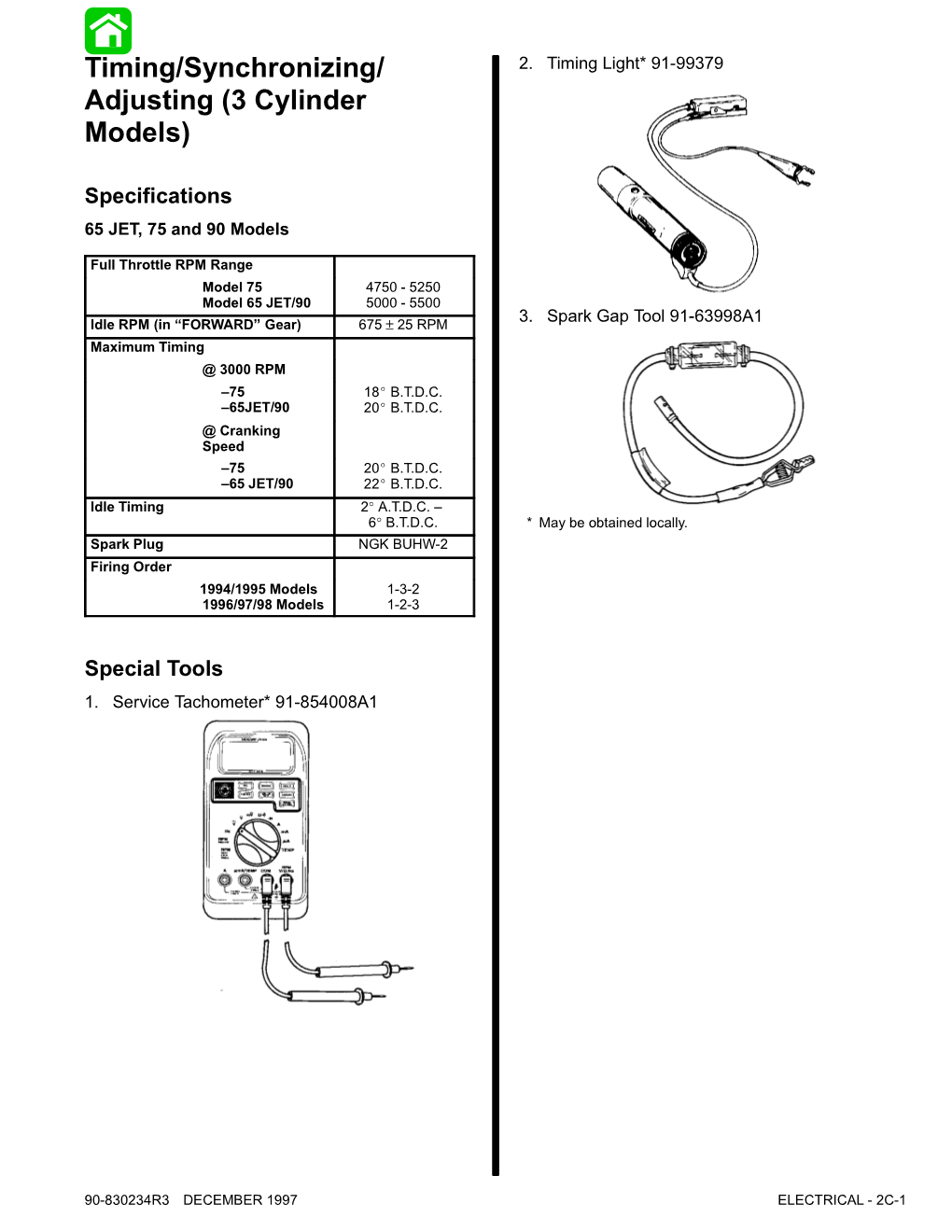 Timing/Synchronizing/ Adjusting (3 Cylinder Models)