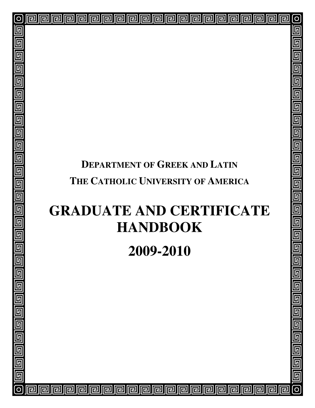 Graduate and Certificate Handbook, 2009-10