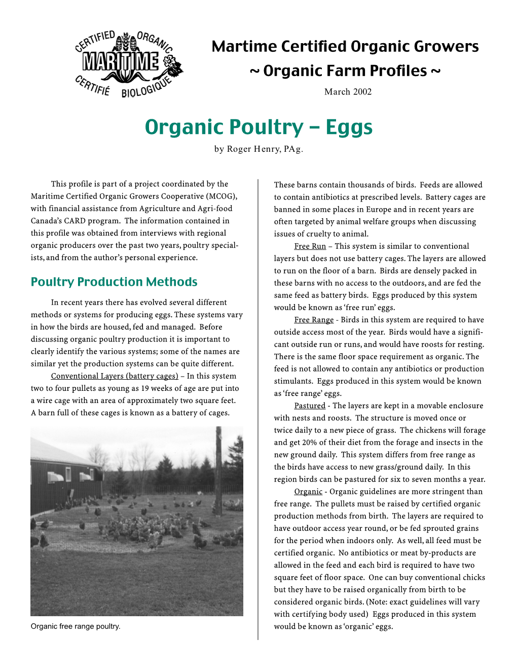 Organic Poultry - Eggs by Roger Henry, Pag