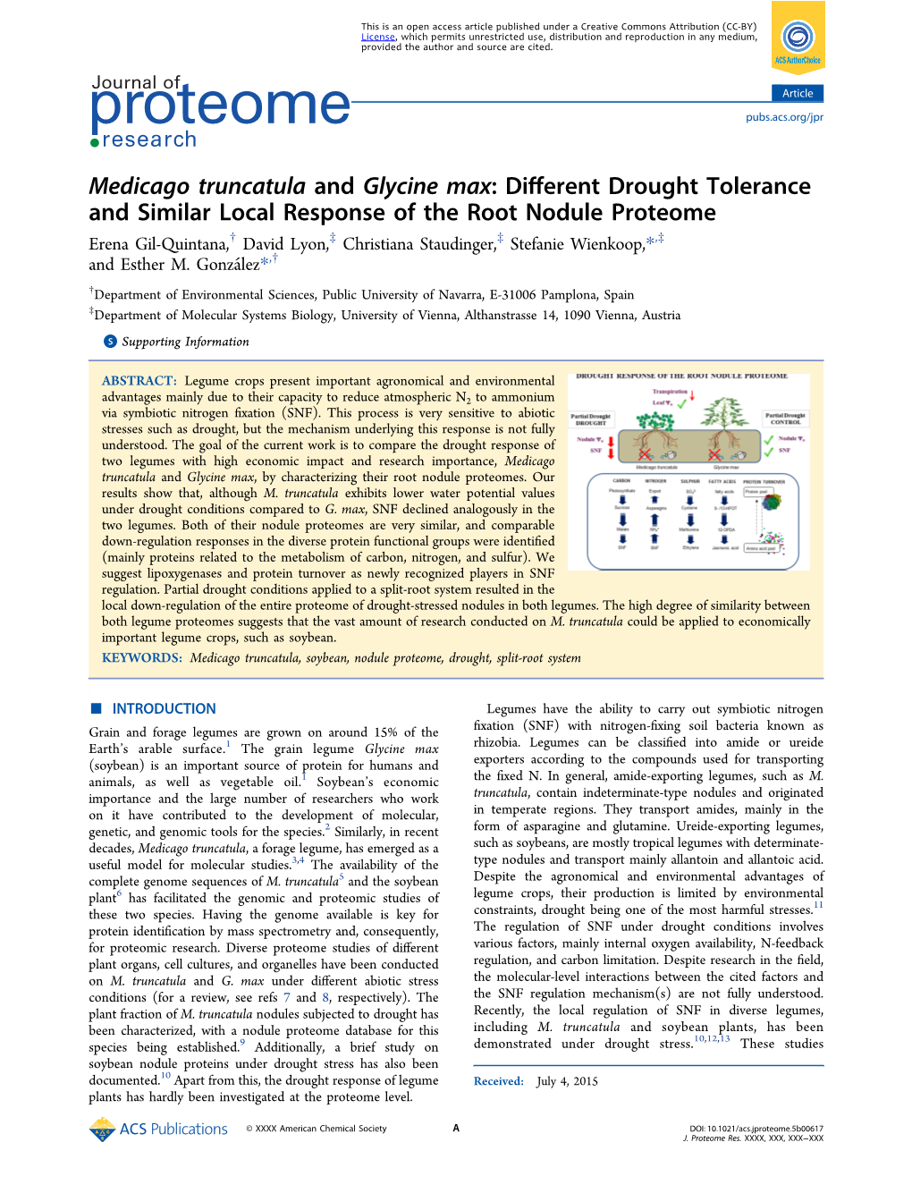 Medicago Truncatula and Glycine Max: Different Drought Tolerance