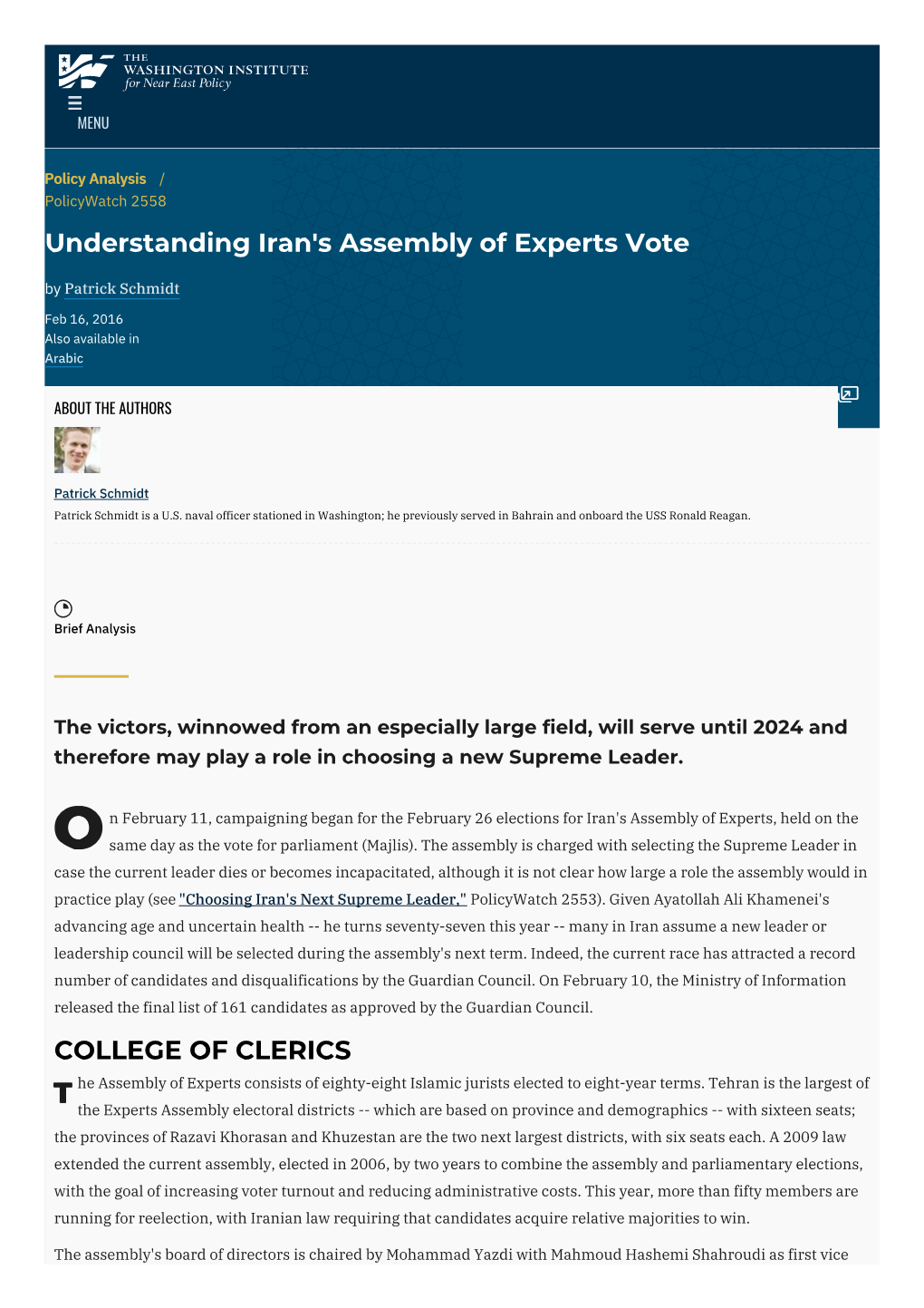 Understanding Iran's Assembly of Experts Vote | the Washington Institute