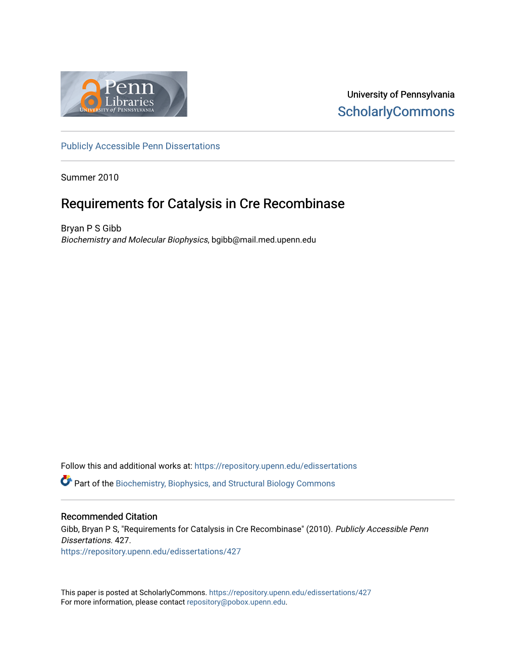 Requirements for Catalysis in Cre Recombinase