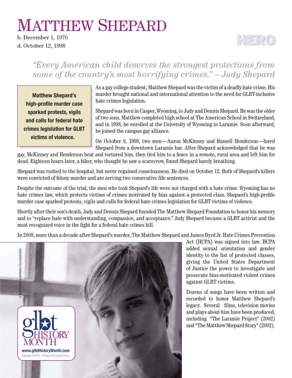 Matthew Shepard B