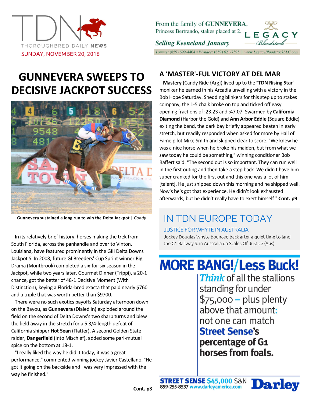 Gunnevera Sweeps to Decisive Jackpot Success