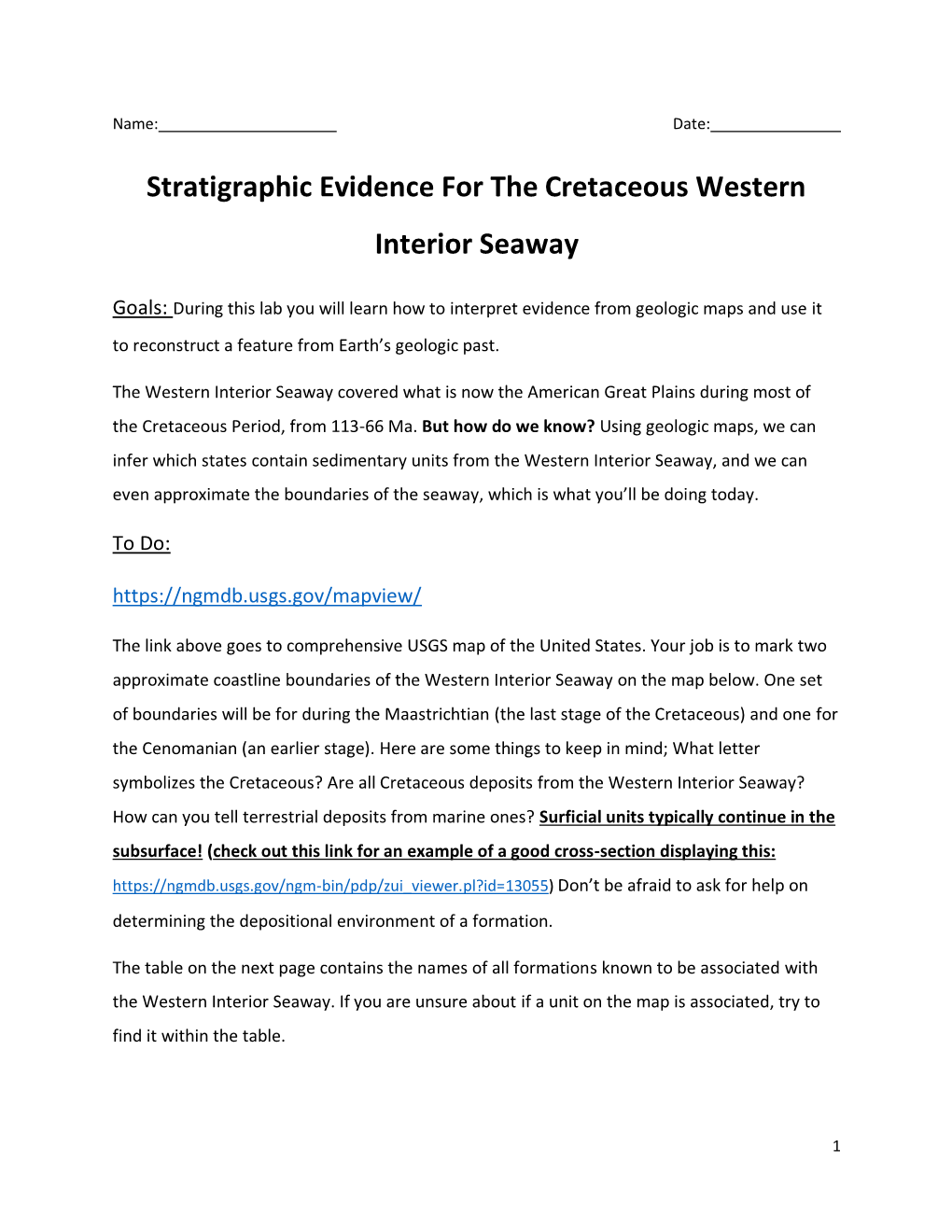 Stratigraphic Evidence for the Cretaceous Western Interior Seaway