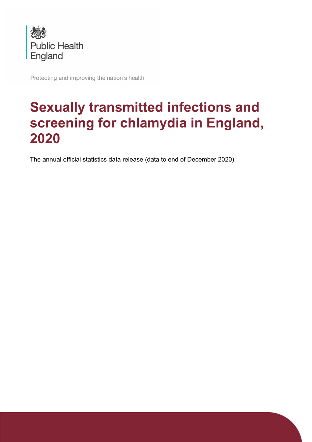 Sexually Transmitted Infections and Screening for Chlamydia in England, 2020