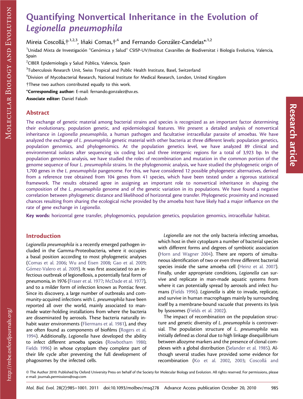 Quantifying Nonvertical Inheritance in the Evolution of Legionella