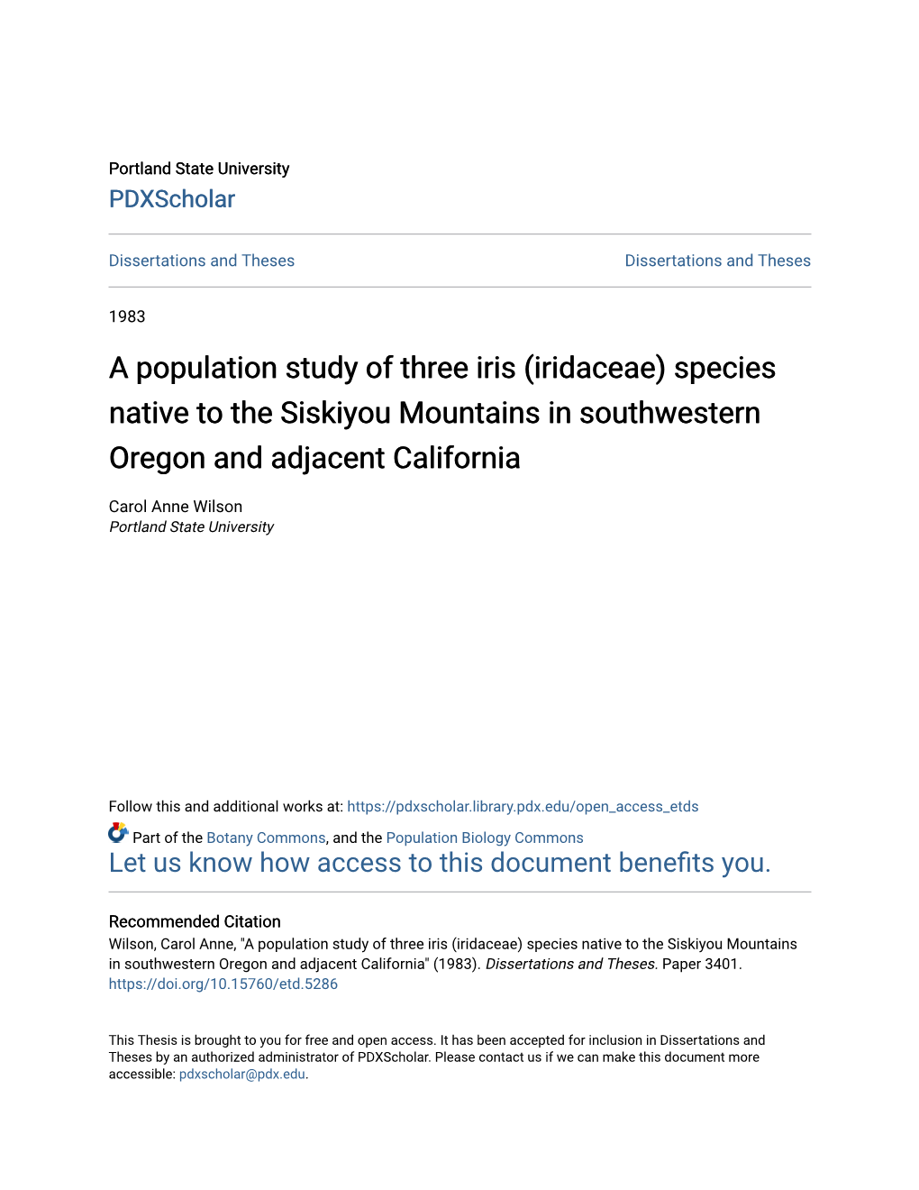 Species Native to the Siskiyou Mountains in Southwestern Oregon and Adjacent California