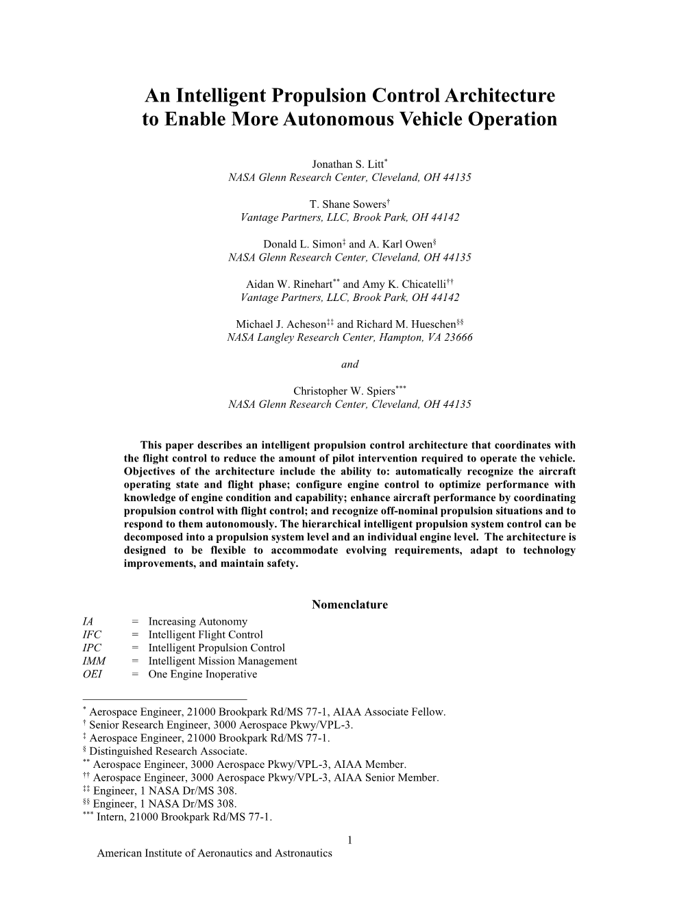 Preparation of Papers for AIAA Technical Conferences