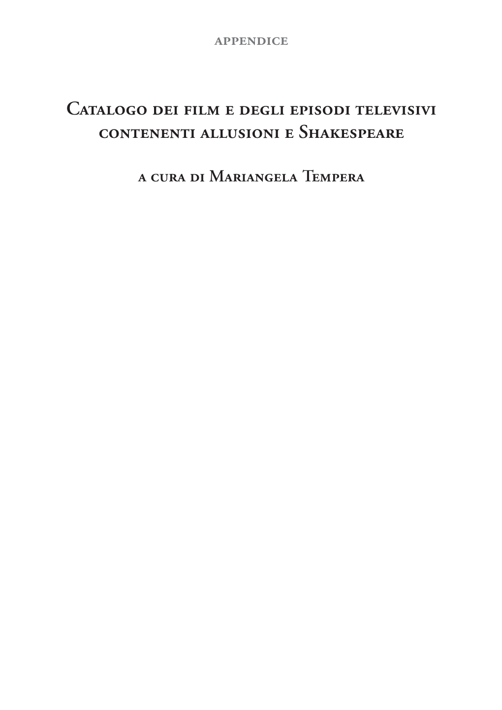 Catalogo Dei Film E Degli Episodi Televisivi Contenenti Allusioni E Shakespeare