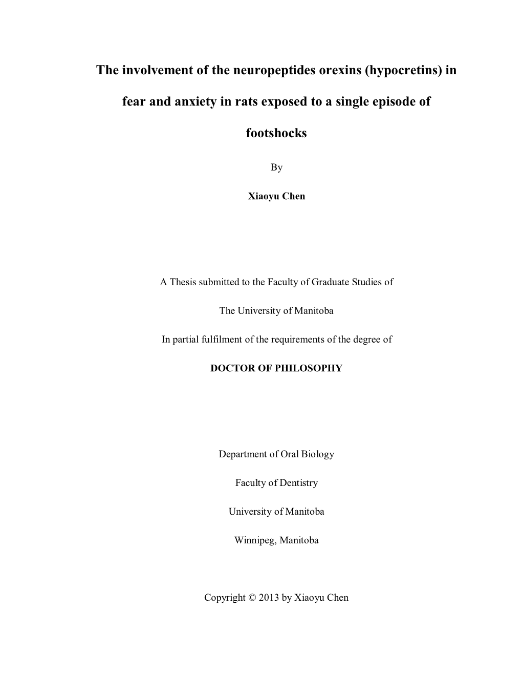 The Involvement of the Neuropeptides Orexins (Hypocretins) In