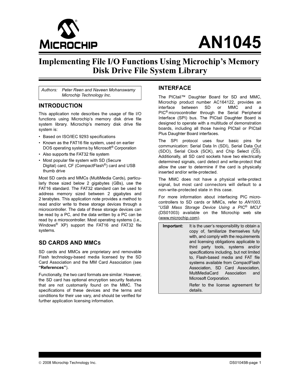 Implementing File I/O Functions Using Microchip's Memory Disk Drive File