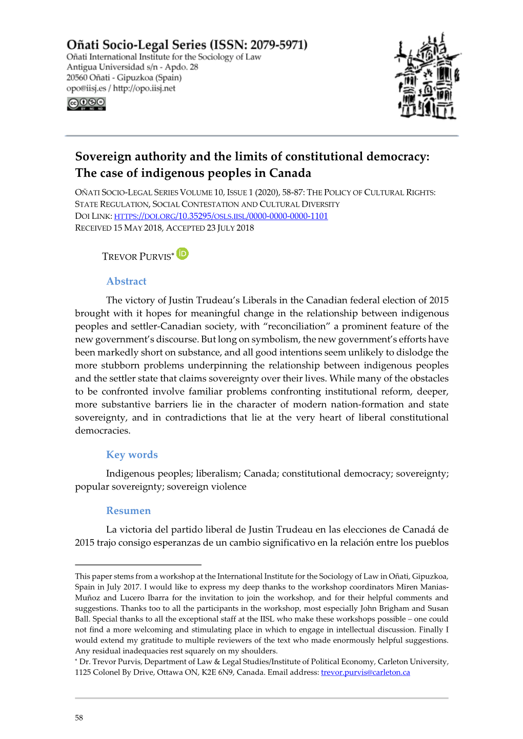 Sovereign Authority and the Limits of Constitutional Democracy: the Case of Indigenous Peoples in Canada