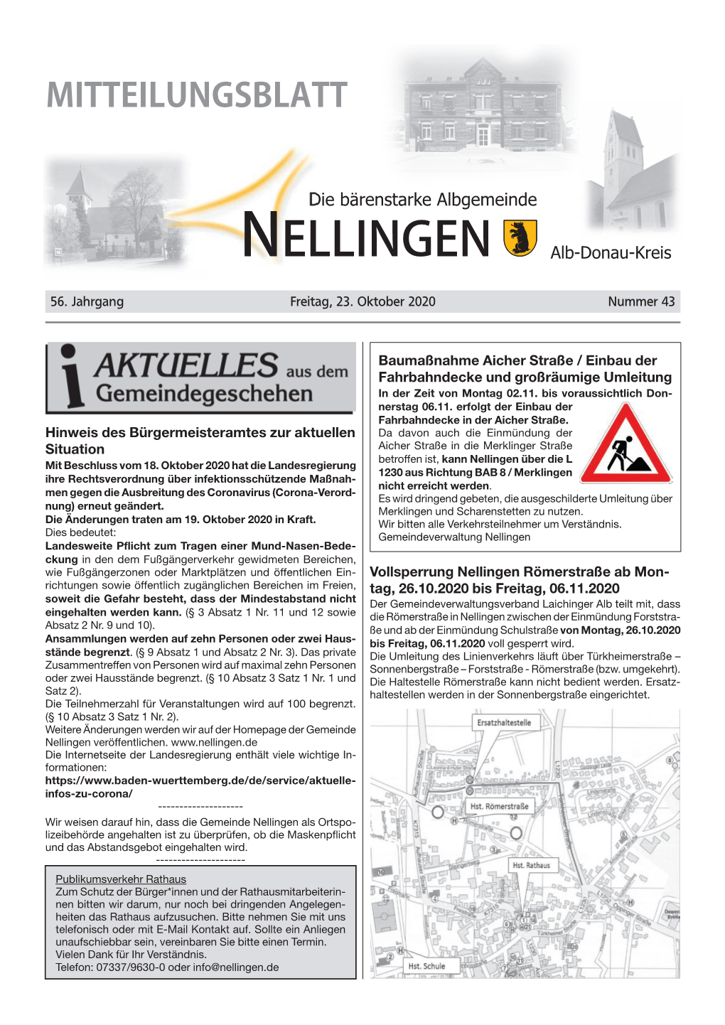 Baumaßnahme Aicher Straße / Einbau Der Fahrbahndecke Und Großräumige Umleitung in Der Zeit Von Montag 02.11