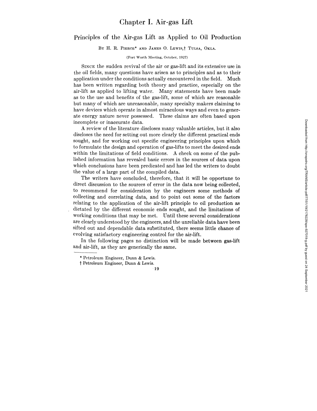 Principles of the Air-Gas Lift As Applied to Oil Production