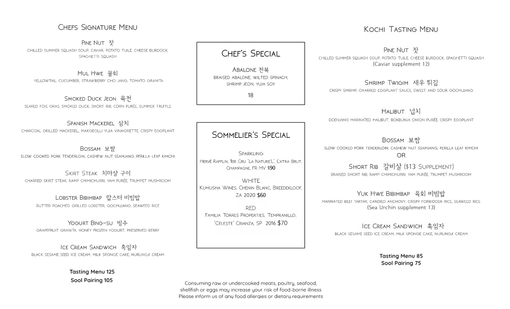 9.1 Food Menu