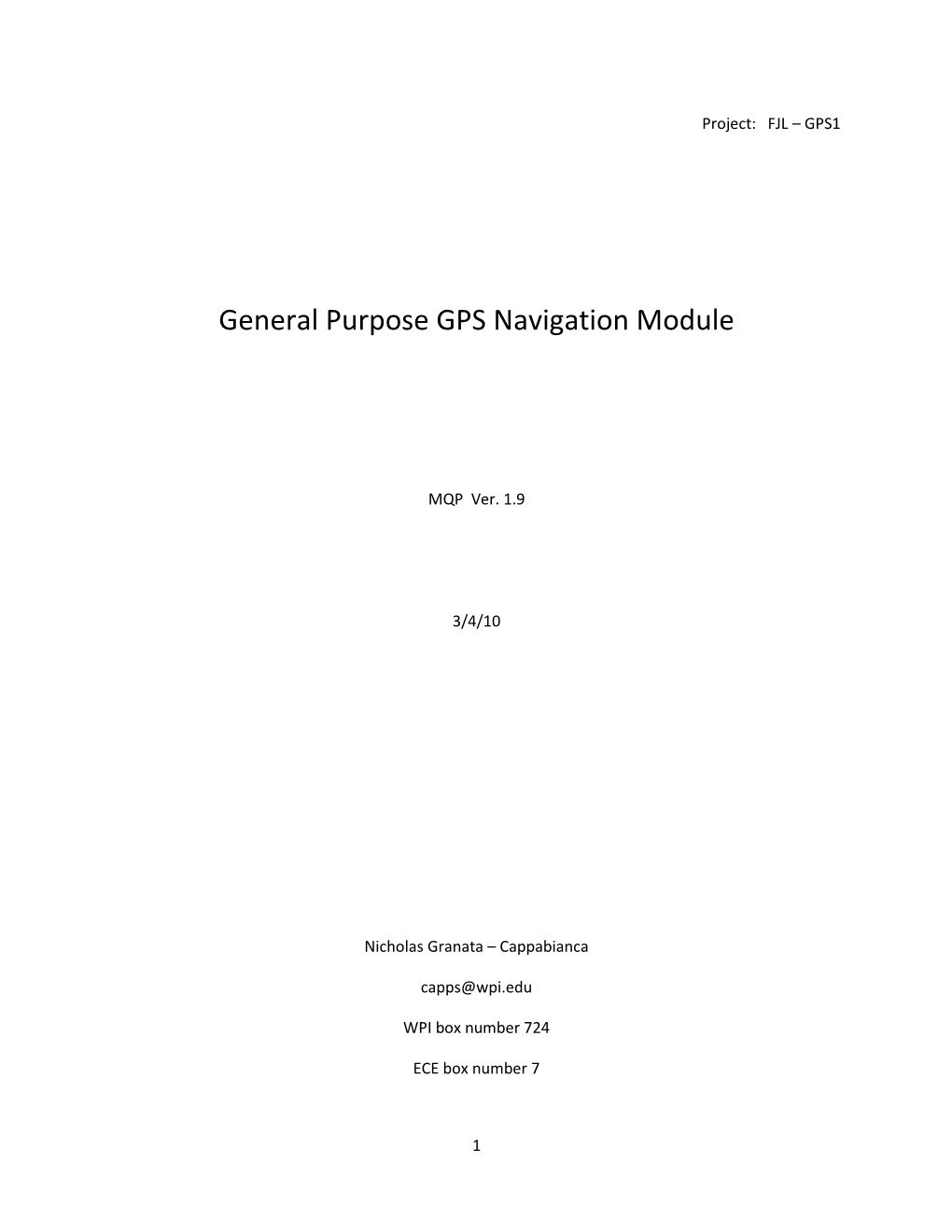 General Purpose GPS Navigation Module