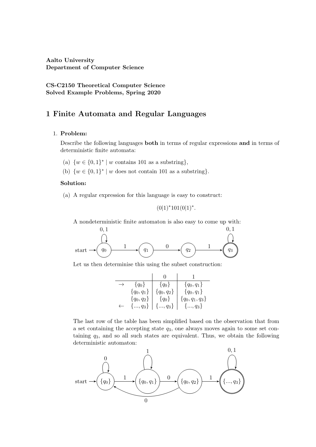 1 Finite Automata and Regular Languages