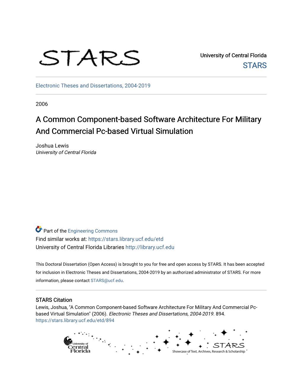 A Common Component-Based Software Architecture for Military and Commercial Pc-Based Virtual Simulation