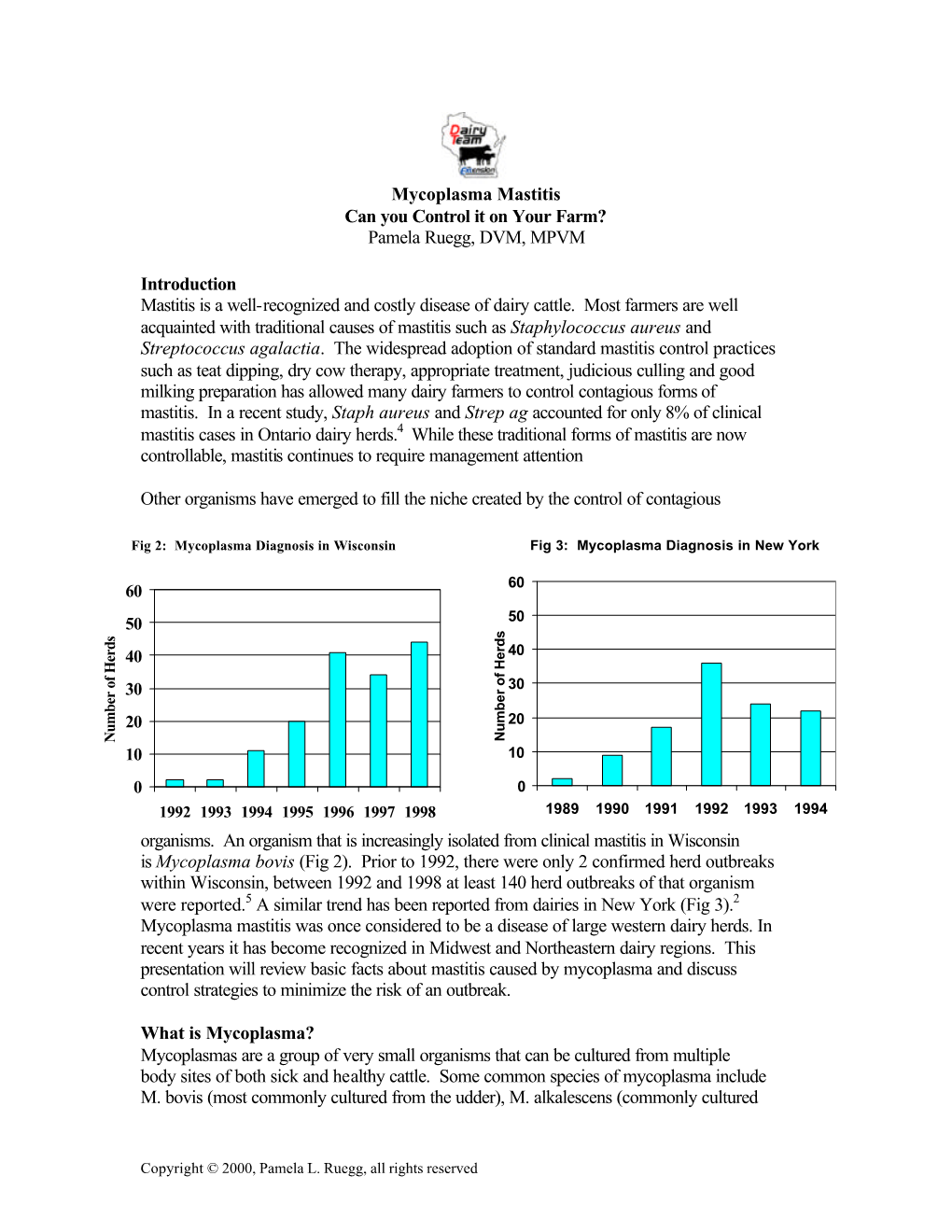 Mycoplasma Mastitis in Dairy Cows