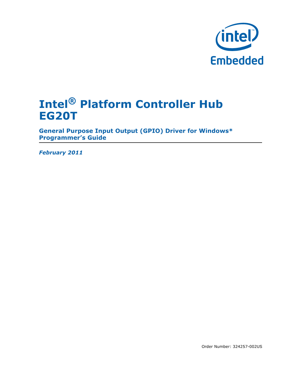 Intel® Platform Controller Hub EG20T General Purpose Input Output