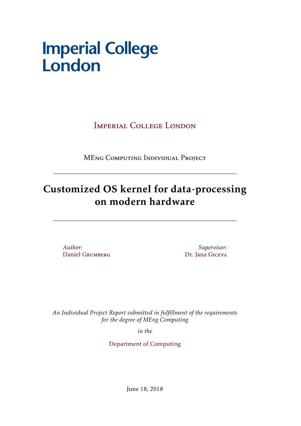 Customized OS Kernel for Data-Processing on Modern Hardware