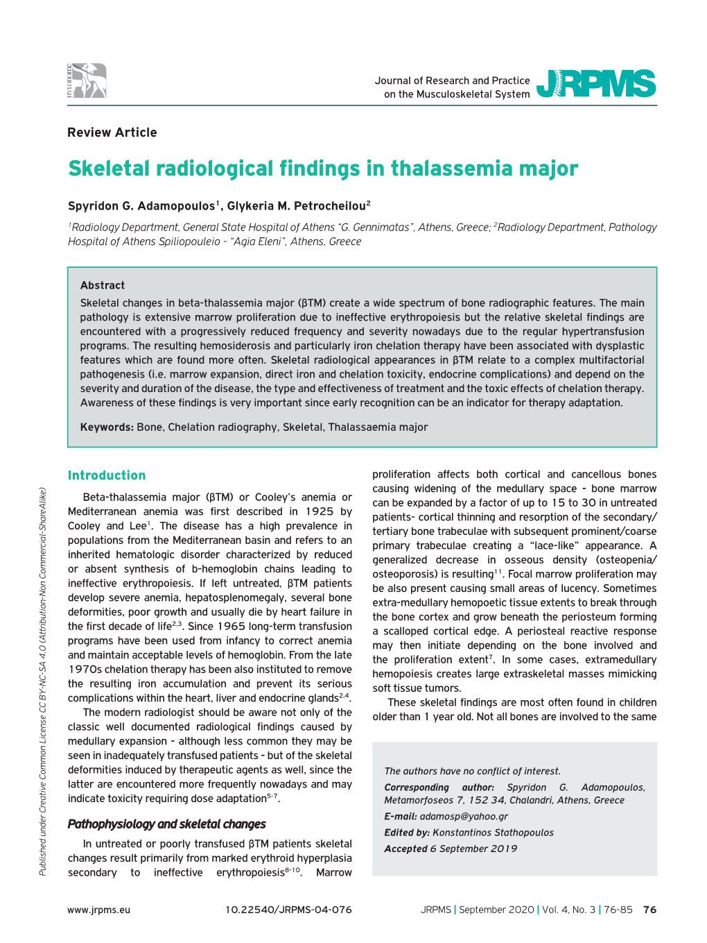 Skeletal Radiological Findings in Thalassemia Major