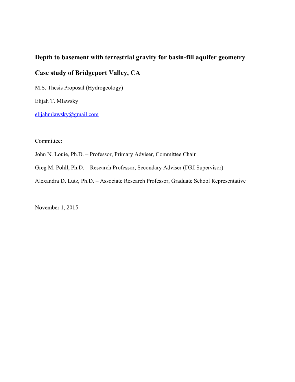 Depth to Basement with Terrestrial Gravity for Basin-Fill Aquifer Geometry