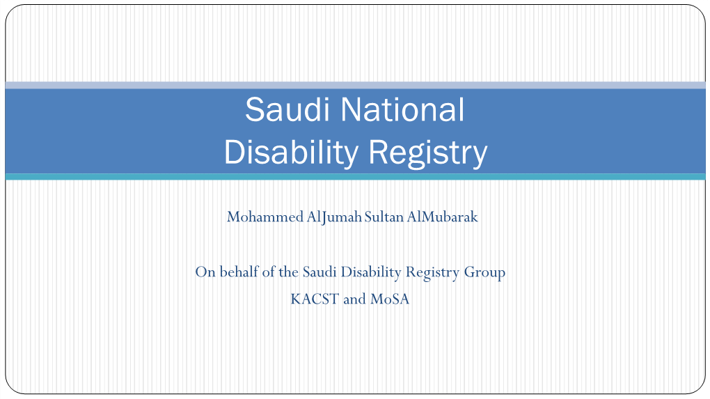 Saudi National Disability Registry