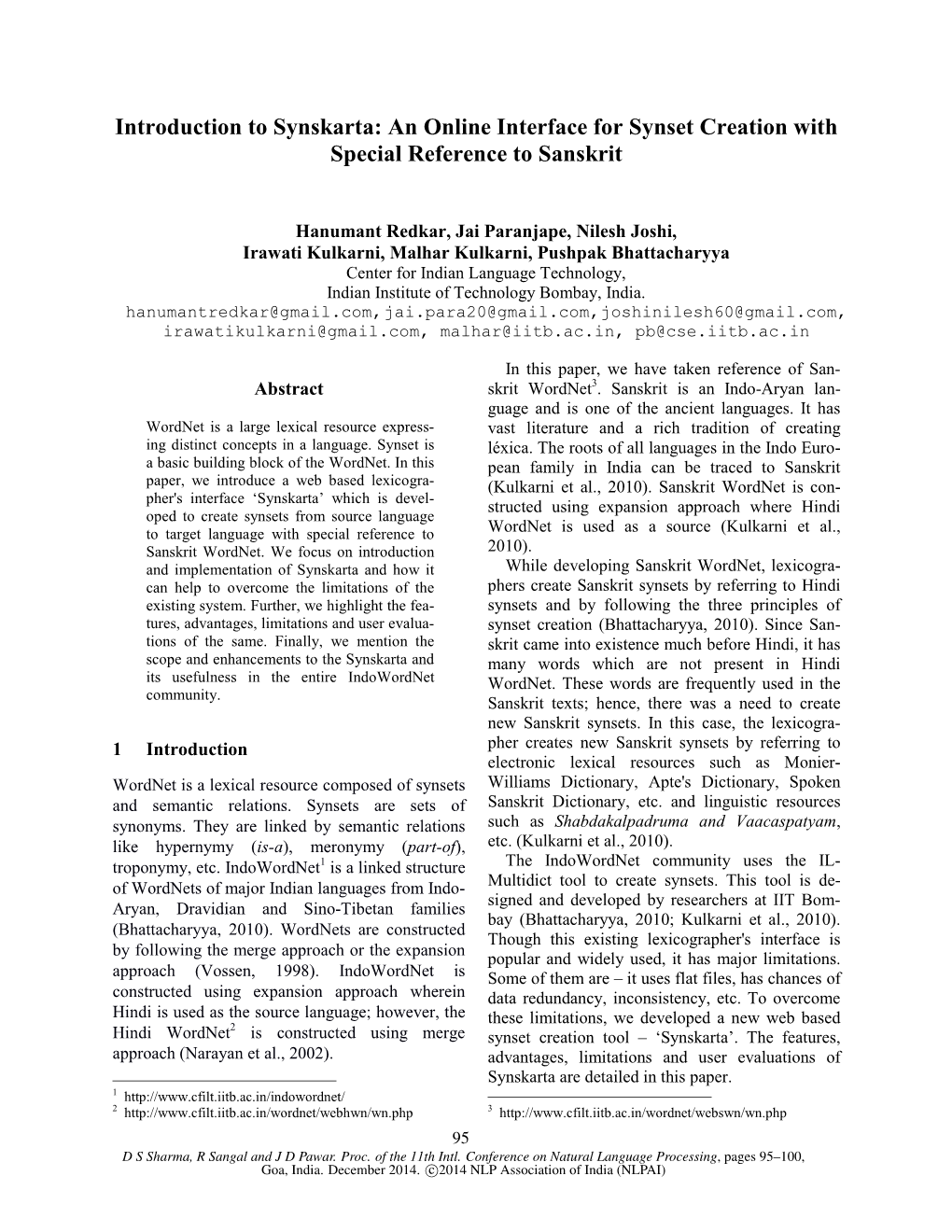 An Online Interface for Synset Creation with Special Reference to Sanskrit