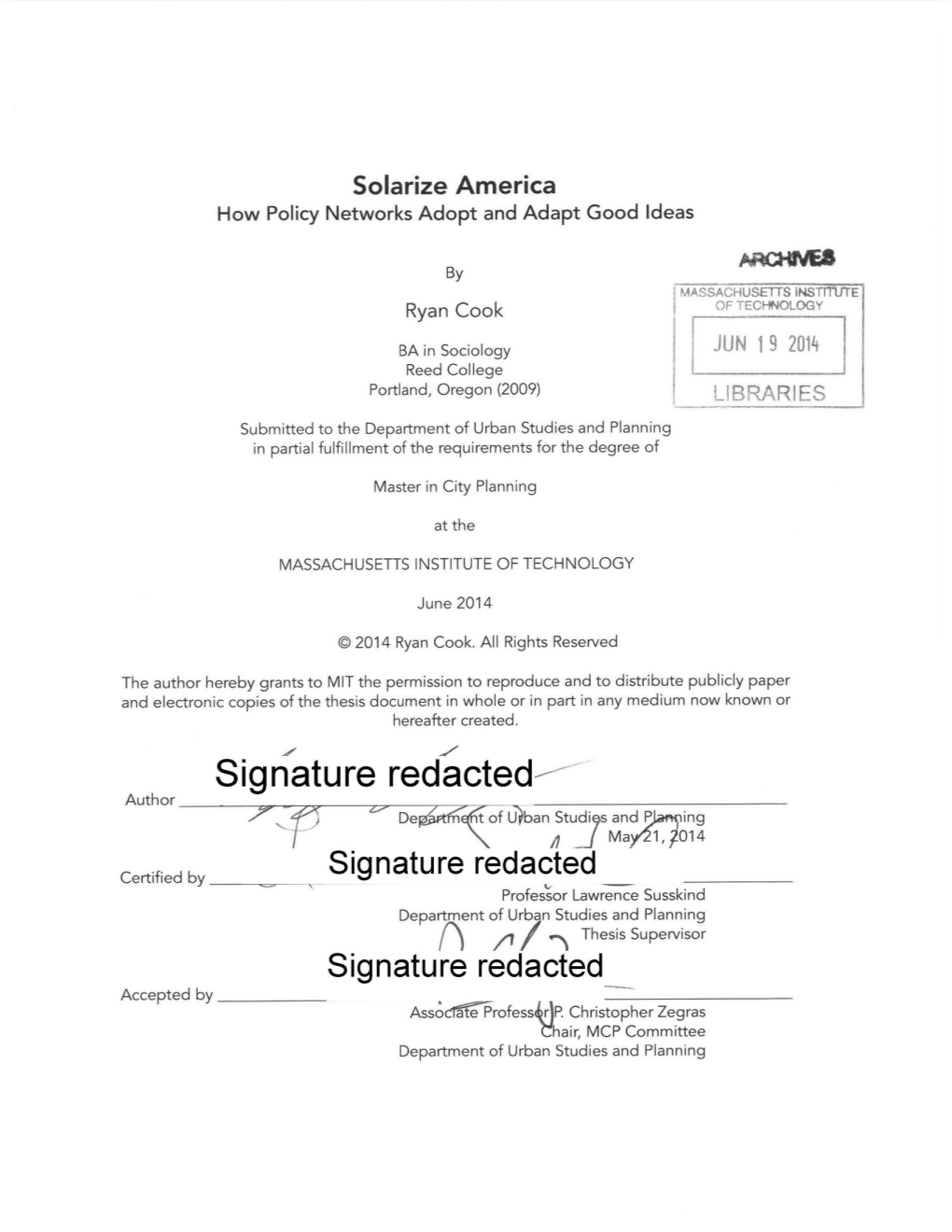 Signature Redacted--" Author De T of U Ban S Tudi S and P F~Ing Ma 1, 014