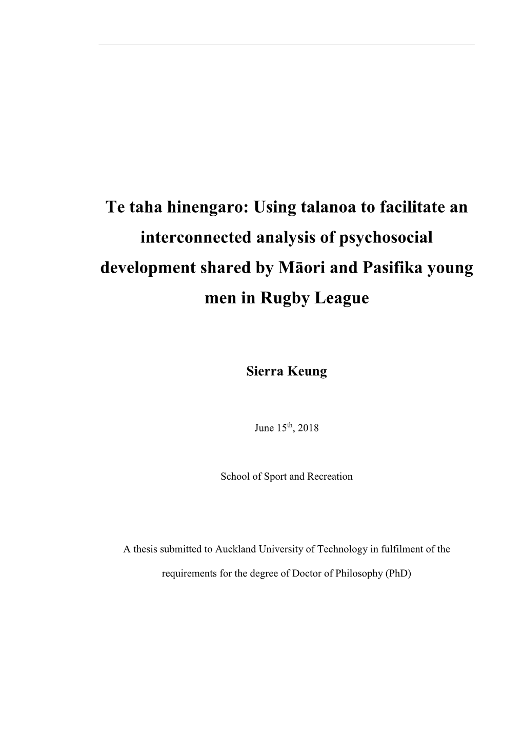 Te Taha Hinengaro: Using Talanoa to Facilitate an Interconnected Analysis of Psychosocial Development Shared by Māori and Pasifika Young