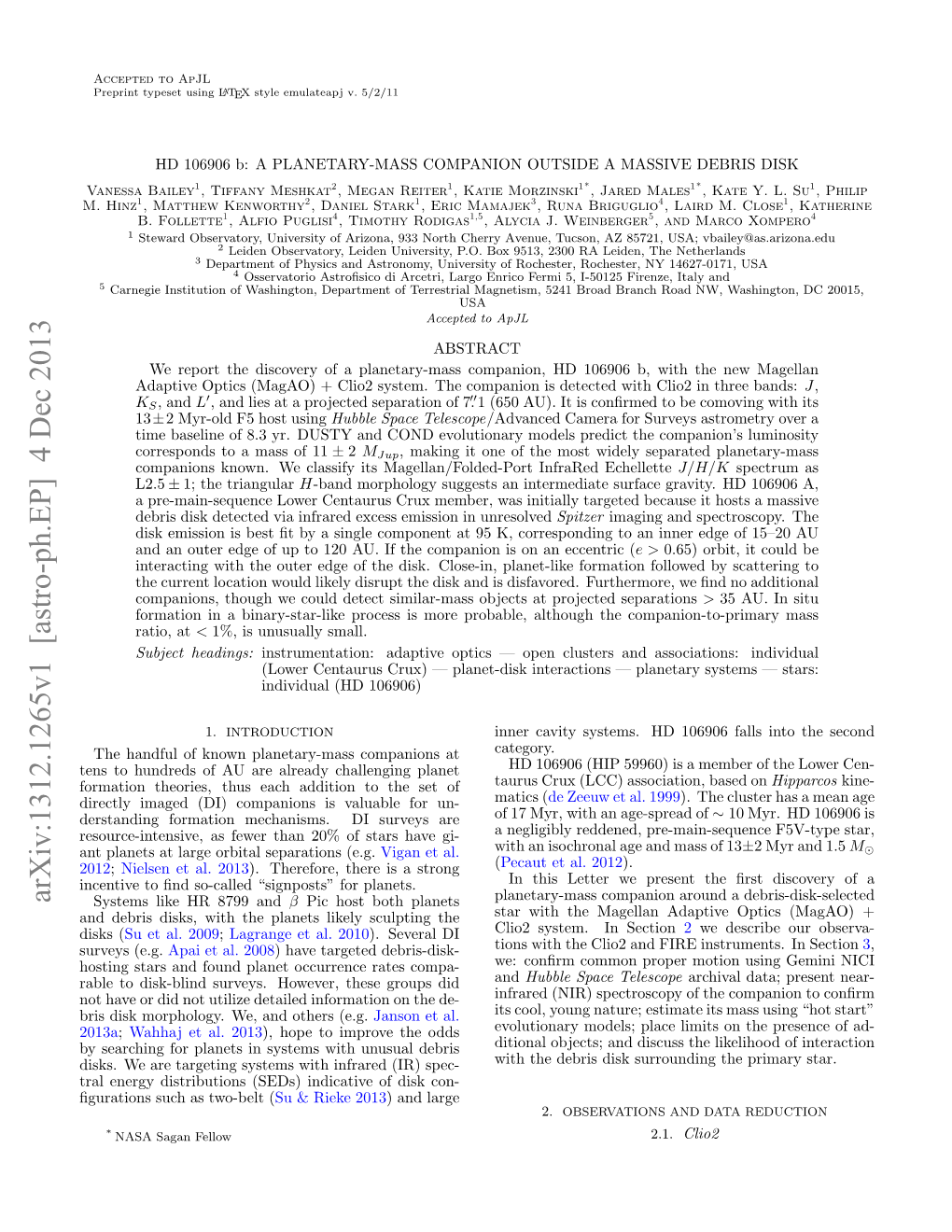 Arxiv:1312.1265V1 [Astro-Ph.EP] 4 Dec 2013