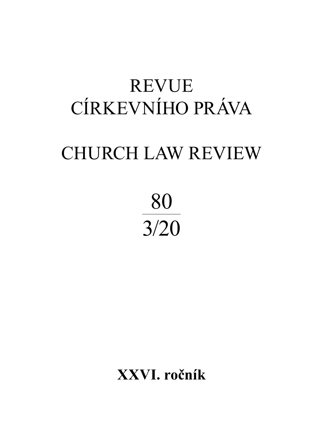 Revue Církevního Práva Church Law Review