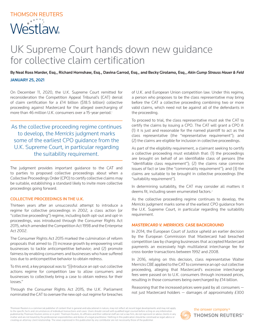 UK Supreme Court Hands Down New Guidance for Collective Claim