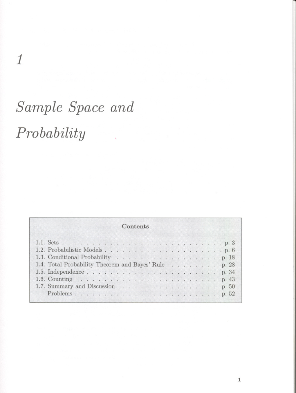 1 Sample Space and Probability