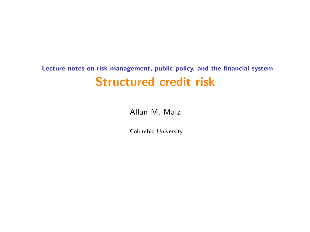 Structured Credit Risk