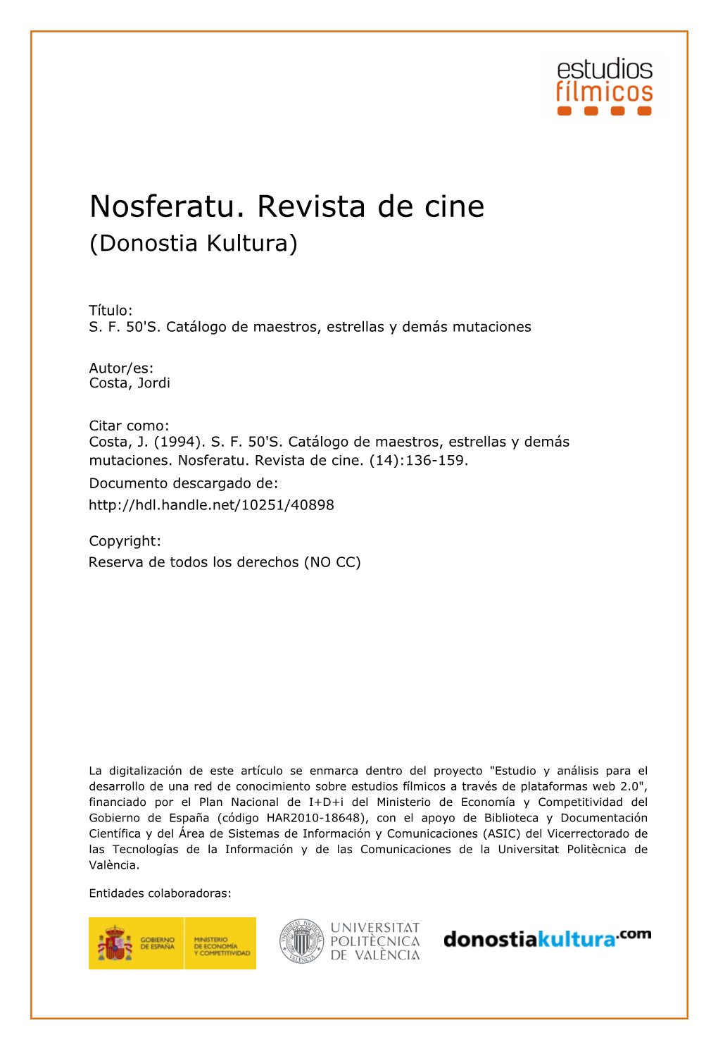 Nosferatu. Revista De Cine (Donostia Kultura)