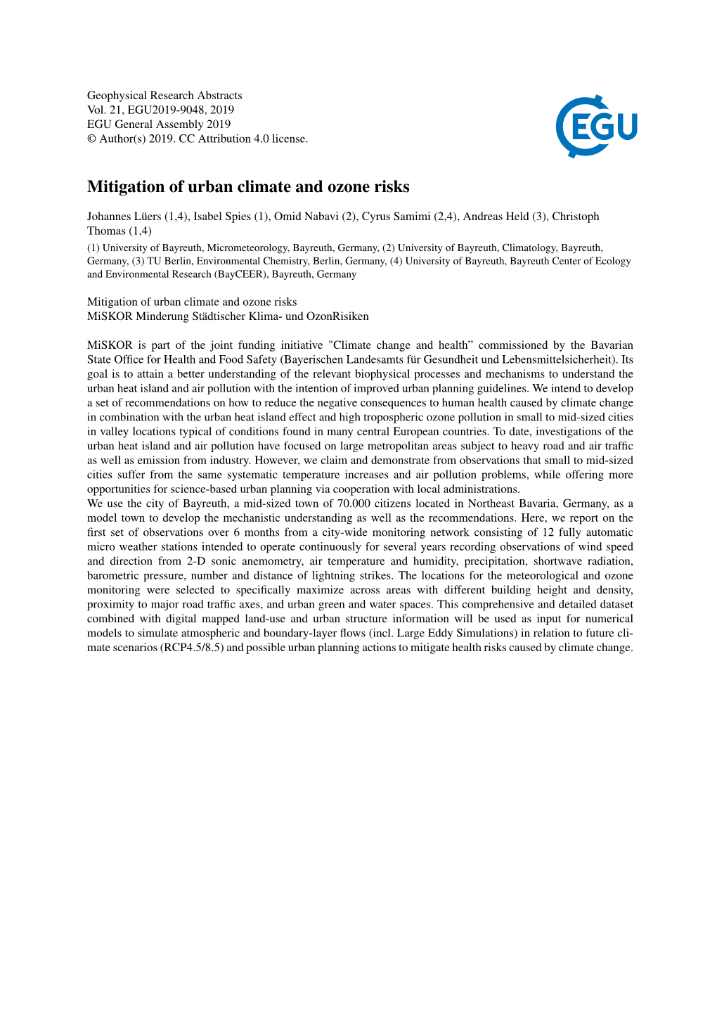 Mitigation of Urban Climate and Ozone Risks