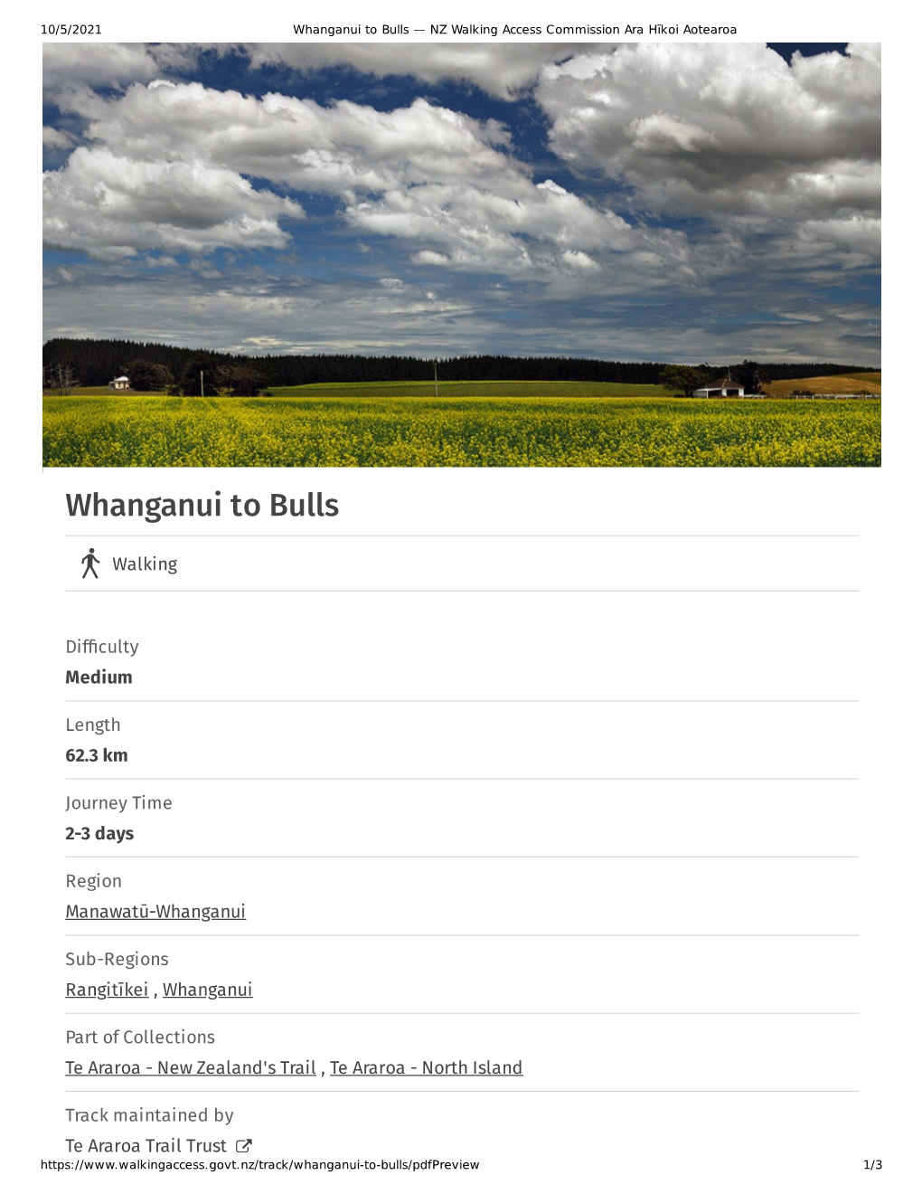 Whanganui to Bulls — NZ Walking Access Commission Ara Hīkoi Aotearoa