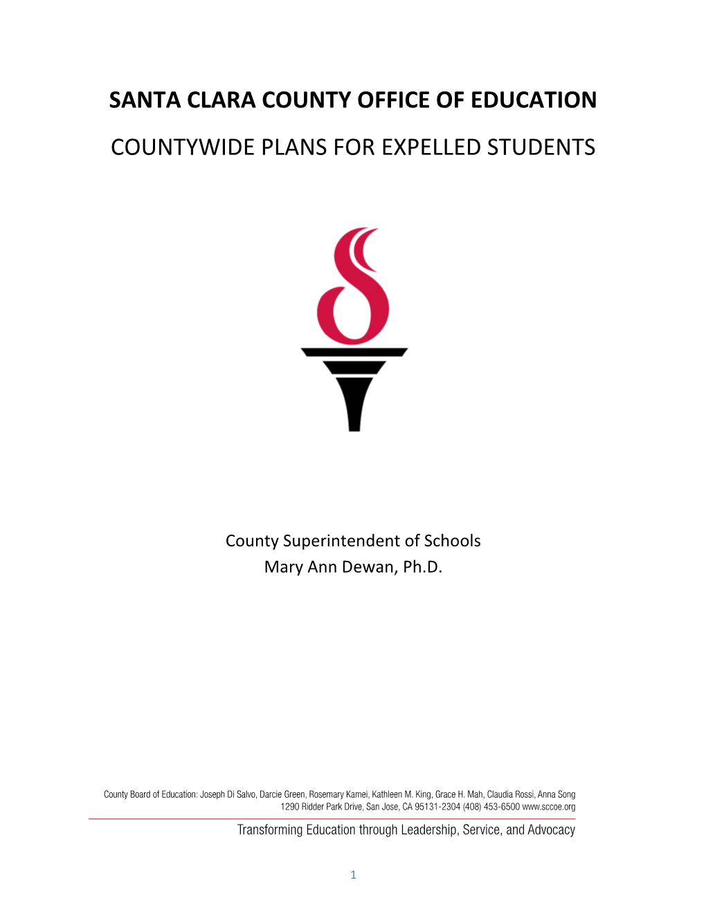 Santa Clara County Office of Education Countywide Plans for Expelled Students