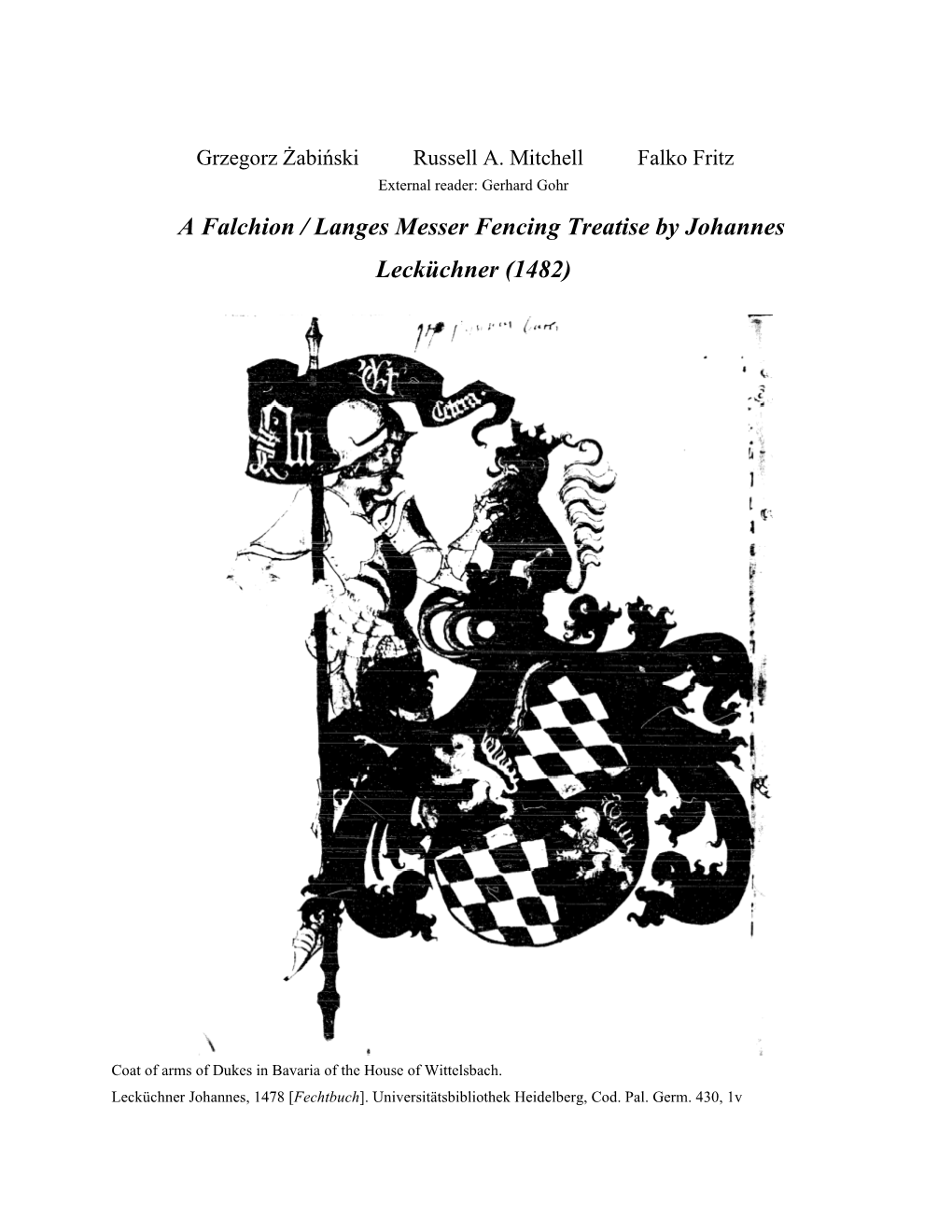 A Falchion / Langes Messer Fencing Treatise by Johannes