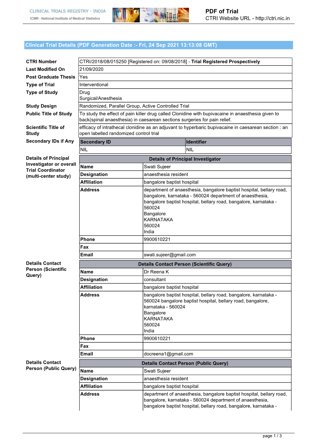 Clinical Trial Details (PDF Generation Date :- Fri, 03 Sep 2021 20:08:19 GMT)